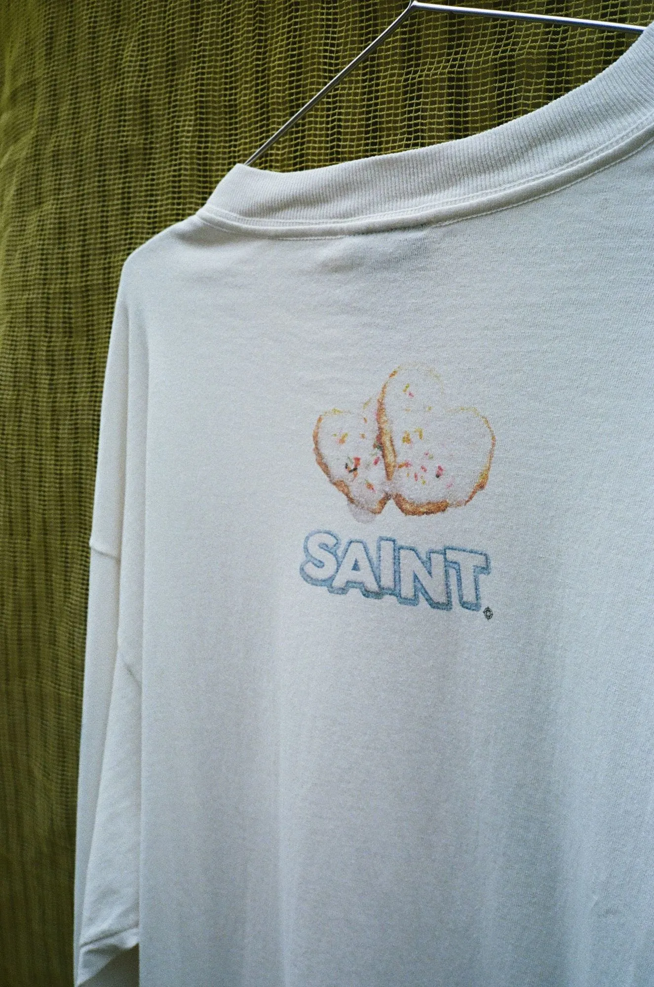 SAINT Mxxxxxx HEART COOKIES L/S TEE/WHT Love Oreo printed long sleeves Off-white S-XL Customized co-branded main mark/wash mark Correct version Ready-made garments washed and distressed VINTAGE feeling Top-notch printing technology Perfect restoration
